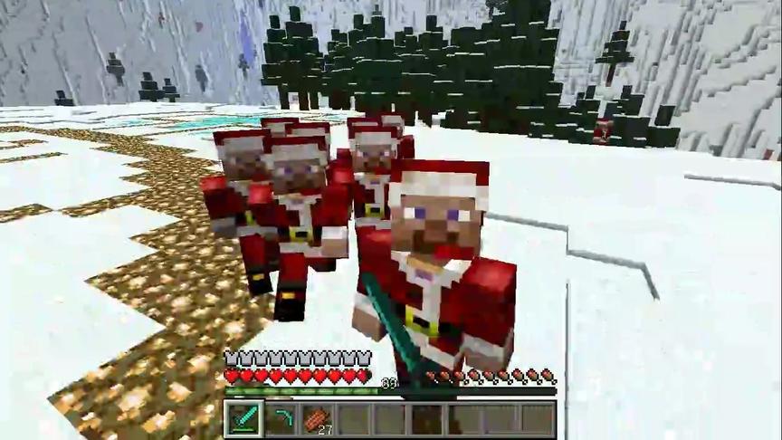 大海解说 我的世界我是僵尸第18集 我要吃圣诞史蒂夫脑子