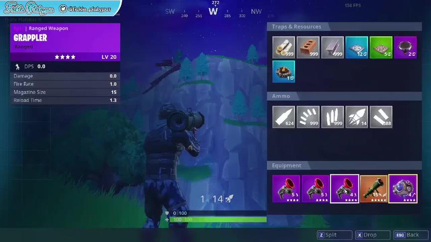 堡垒之夜:新武器钩索还能这么玩？抓导弹飞行？强！