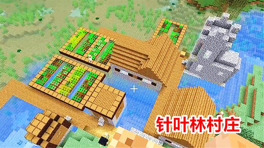 我的世界海洋版30：玩家走了一整天，找到少见的针叶林村庄！