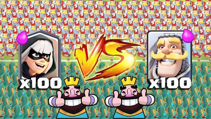 100幻影刺客VS100骑士谁更犀利？《皇室战争》趣味卡牌测试