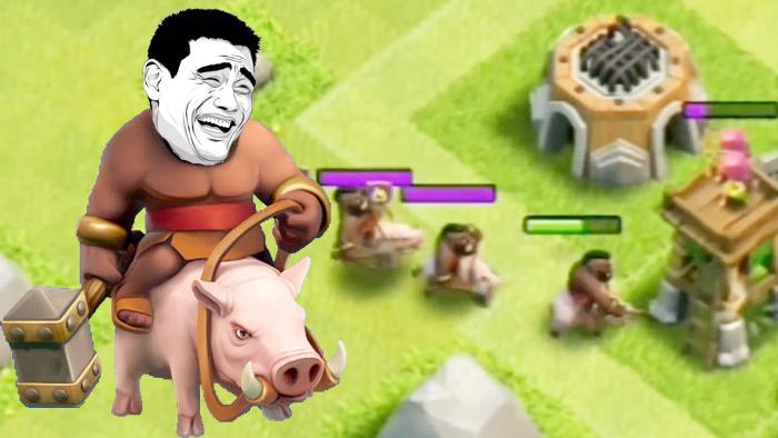 这两个野猪骑士怕是秀逗了哦！《部落冲突》精彩搞笑时刻