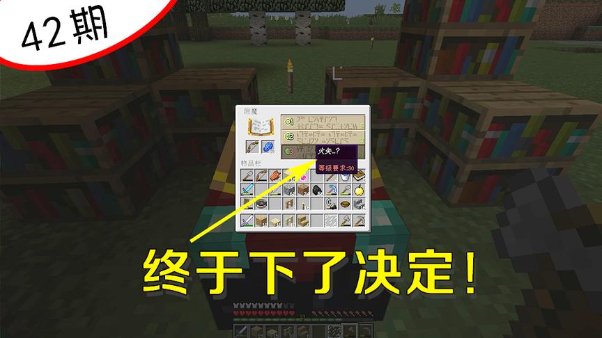 我的世界阿阳42：火矢属性也要30级？看到这个我下了一个决定！