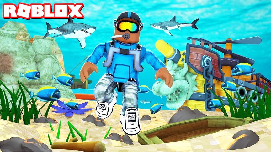 小飞象解说 Roblox潜水寻宝模拟器 海底总动员探索宝藏！