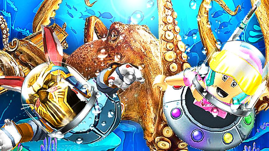 屌德斯&小熙 Roblox荒岛求生模拟器 海底沉船附近被巨型章鱼袭击