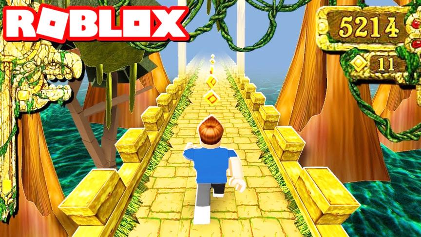 小飞象解说 Roblox神庙逃亡 天天酷跑和小姐姐比赛谁先到终点！