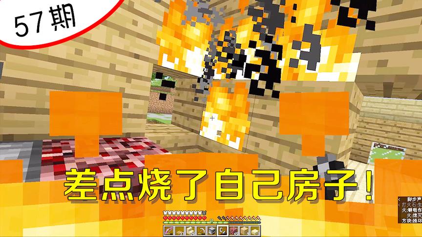 我的世界阿阳57：生存中最尴尬的事情，我差点烧了自己的房子！