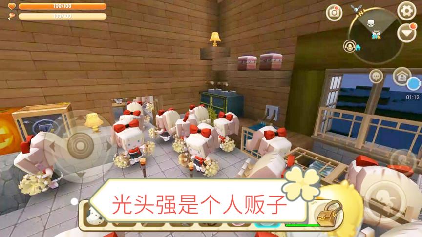 迷你世界：光头强居然是个坏人，绑架了一百个拉拉队队长在家里！