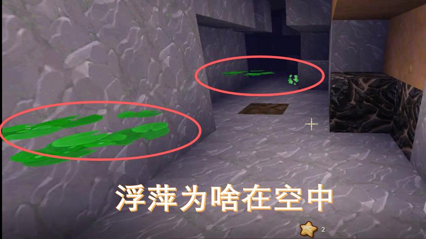 迷你世界21：我把矿洞里的水堵上，水不流了为啥浮萍它悬在空中呢
