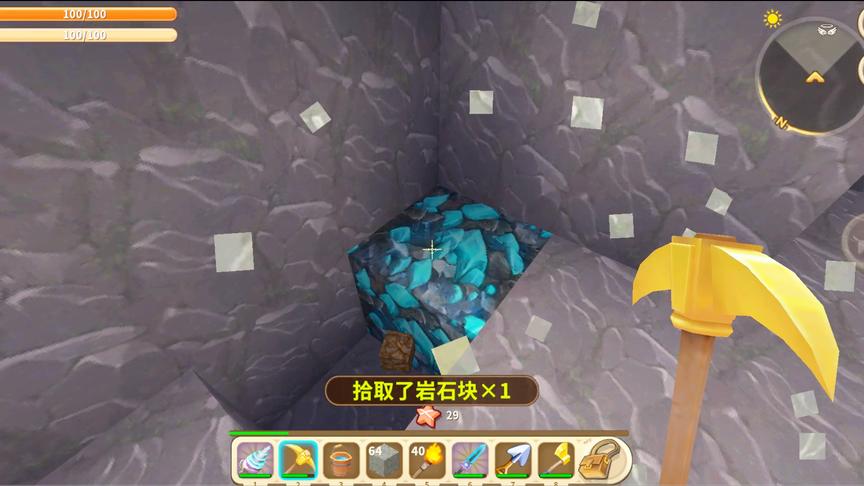 迷你世界冰原生存：才挖矿四个钻石文墨就满足了