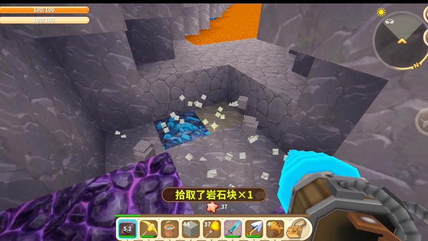 迷你世界冰原生存：文墨穷的去岩浆里掏钻石
