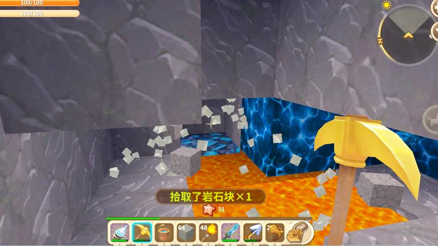 迷你世界冰原生存：没捡到钻石，文墨在岩浆里扣出两颗