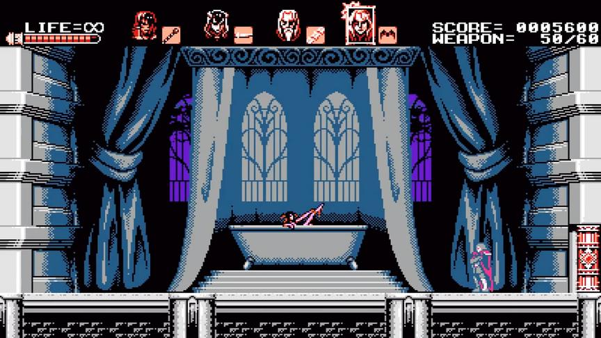 仿8位动作游戏《血污 月之诅咒》，BOSS越来越像恶魔城了