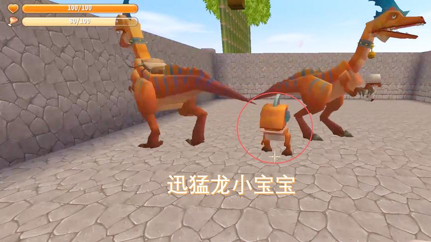 迷你世界126：在我的精心照料下，两只迅猛龙产下了一个小宝宝