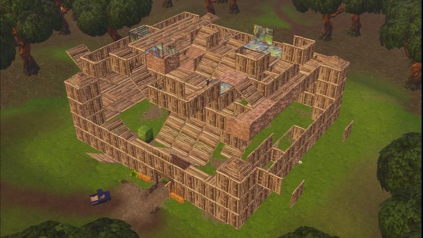 「堡垒之夜」玩家把建造到极致 在森林里建个大城堡 最后居然吃鸡