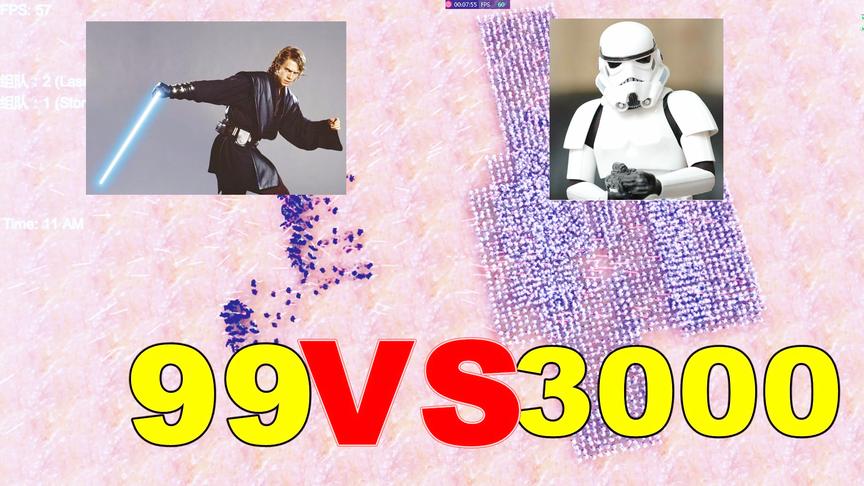史诗战争模拟：3000风暴士兵大战99个绝地武士，这差距太离谱了吧