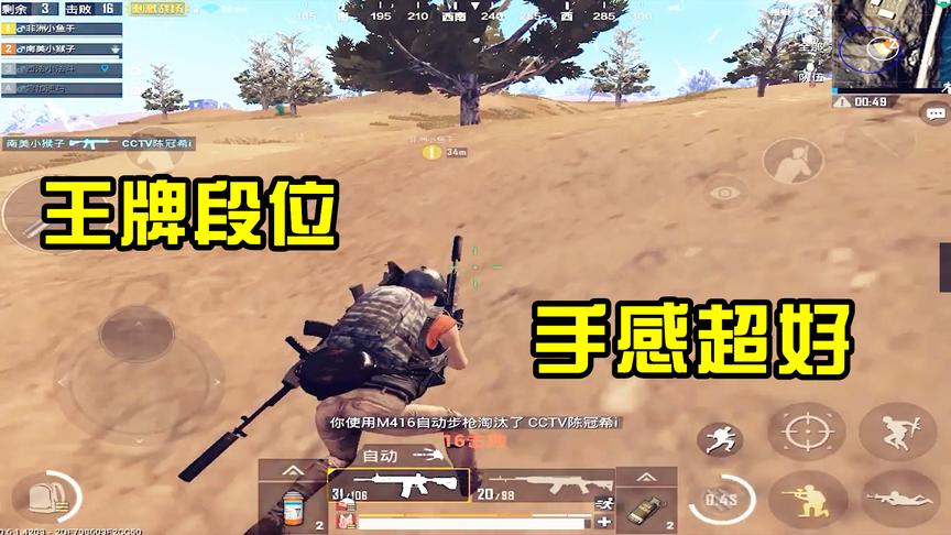 刺激战场：小猴子打四排，王牌段位17杀吃鸡，全靠队友配合