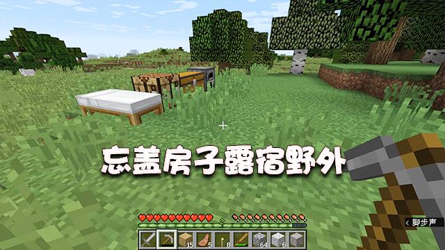 我的世界01：刚开始玩游戏太兴奋了，结果最后穿着铁甲睡在野外
