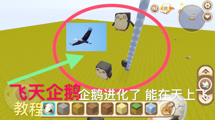 迷你世界：企鹅进化了会飞天？飞天企鹅教程！学会了生存你也能飞