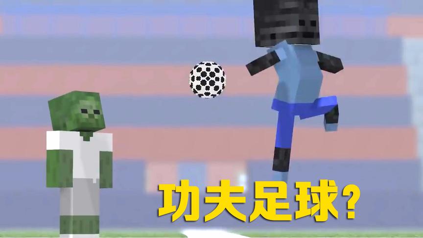 MC动画怪物学院《世界杯足球赛》，凋灵骷髅这是在踢功夫足球？