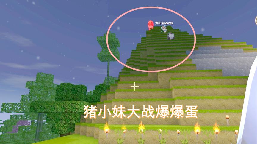 迷你世界联机13：猪小妹突然变勇敢了，一个人干掉了两个爆爆蛋