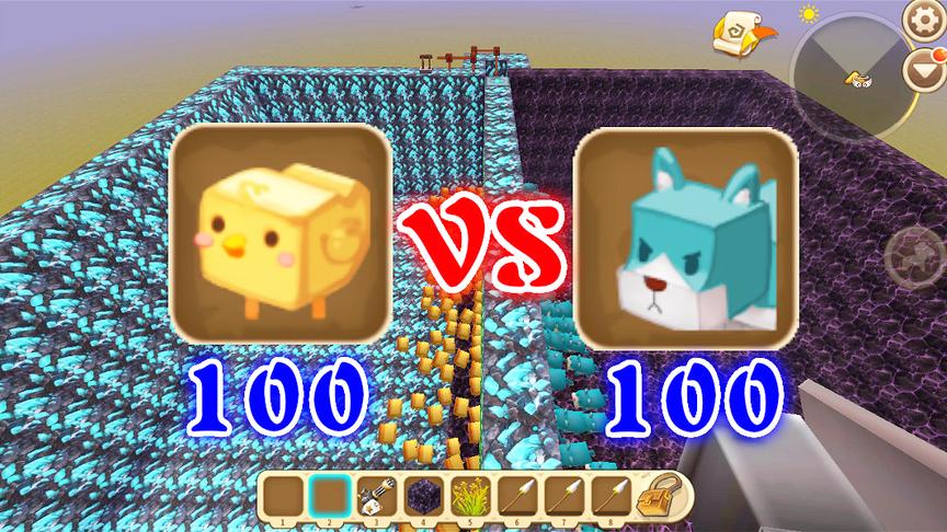 迷你世界：100小狗VS100小鸡，小狗一瞬间就在世界上消失了