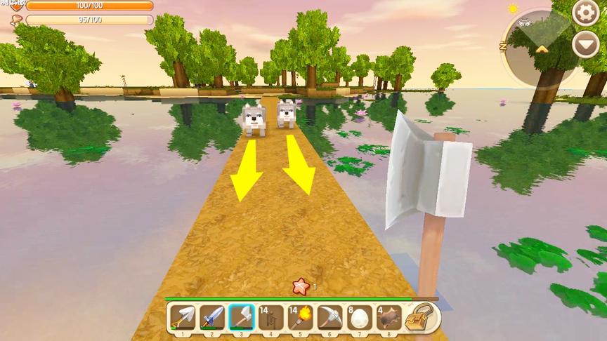 迷你世界：别以为狼在欺负我，其实这是我故意的，冒险带它们回家