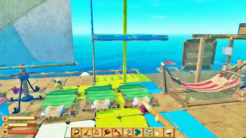 小林热游解说：将木筏简单打理了下终于有个家的样子了