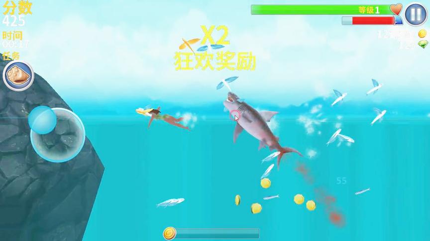 饥饿鲨进化：居然有人游泳，不知道有鲨鱼吗？