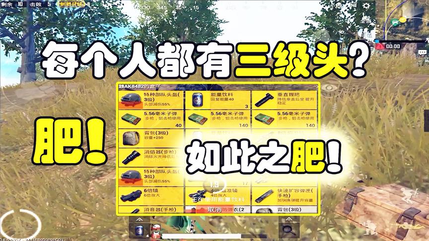 刺激战场：单排的敌人好肥，都是三级头，倍镜一堆没人要