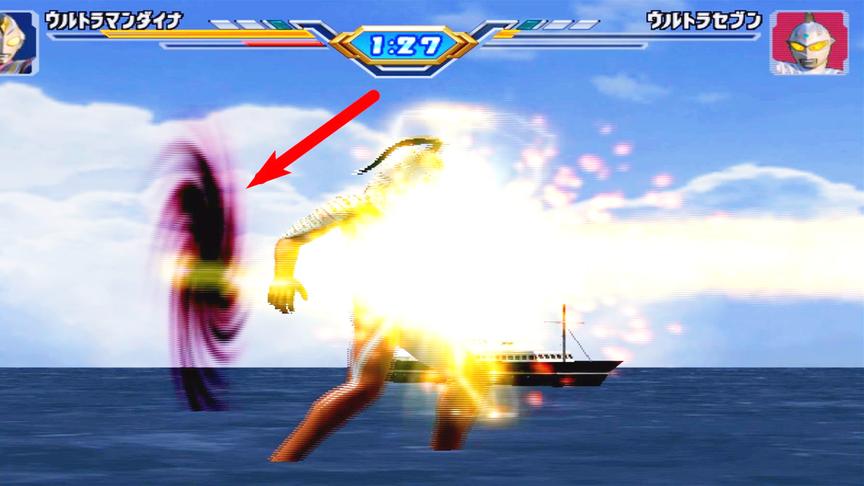 戴拿奥特曼用超能力变出一个黑洞，并将赛文奥特曼打进黑洞