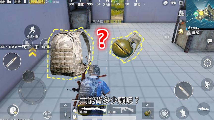 刺激战场：如果把三级包里面全背手雷，你觉得可以背多少颗？