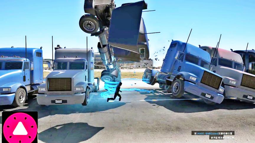 小林解说：黑色闪电侠的龙卷风特技足以消灭大卡车