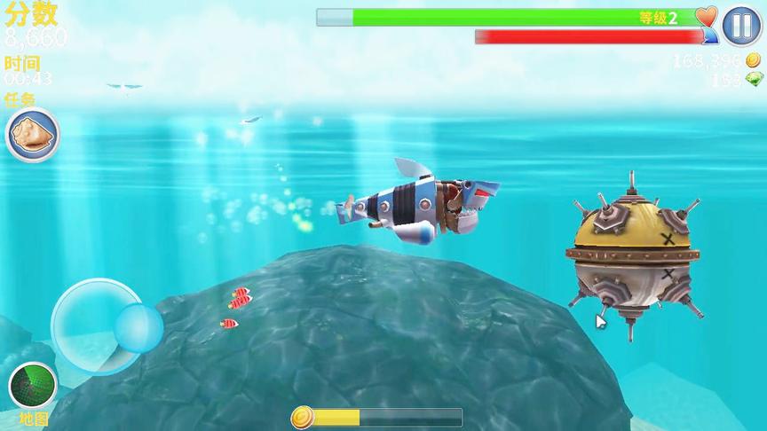 饥饿鲨进化：机械鲨可以吃掉鱼雷，我们来试试！