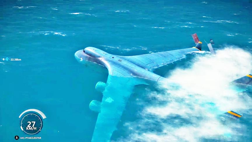 小林热游解说：巨型运输机一头栽进海里，竟然还能起飞！