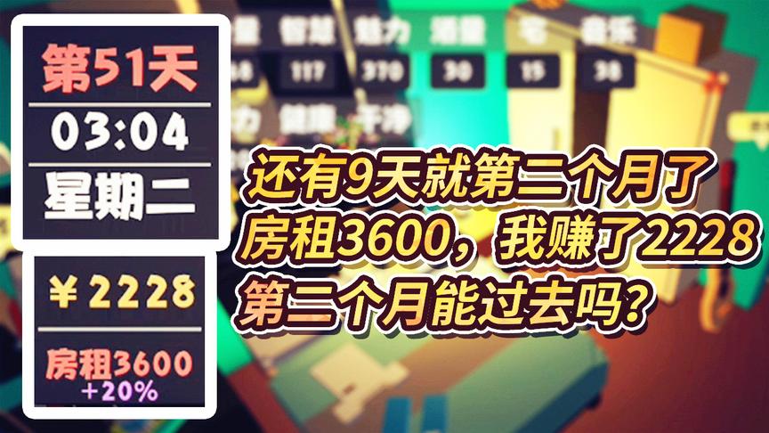 属性与生活：第二个月马上就要来了，帮我看看我能赚够房租钱吗？