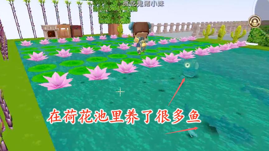 迷你世界联机109：荷花池里的深海鱼，给池塘增添了几分色彩