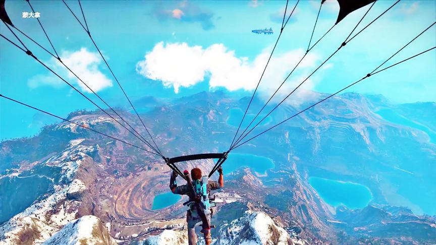 小林解说：在最高的山顶使用降落伞滑到山下竟然需要这么久