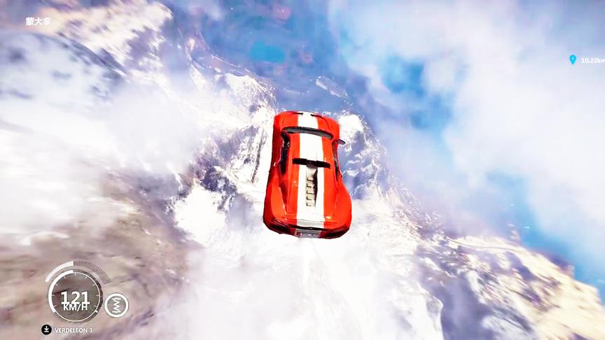 小林解说：雪山之巅开着超跑来一波空中飞车真的很帅