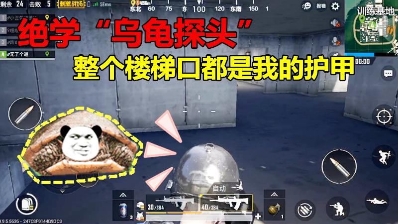 刺激战场：施展绝学“乌龟探头”，整个楼梯口都是我的护甲！