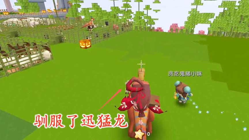 迷你世界联机181：我们在鸡圈宰了很多鸡，总算把迅猛龙驯服了