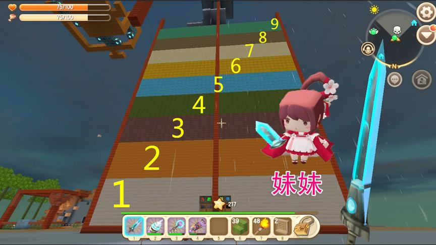 迷你世界：妹妹比我勤劳多了，我整天打酱油，她却已经把塔建好了