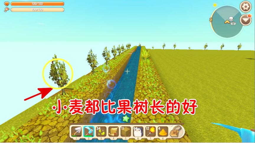 迷你世界一个方块生存2：九牛二虎之力造的果树为何长不大呢