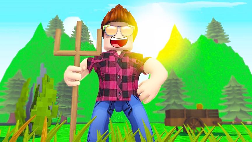 小飞象解说 Roblox割草模拟器 体验农民伯伯的工作！赚钱买地啦！