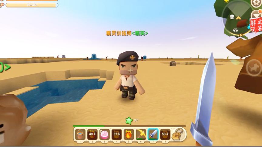 迷你世界神奇宝贝生存，沙漠里挑战精英训练师