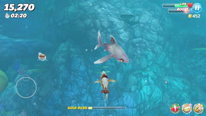 饥饿鲨进化世界：这鲨鱼比我大，能打败它吗？