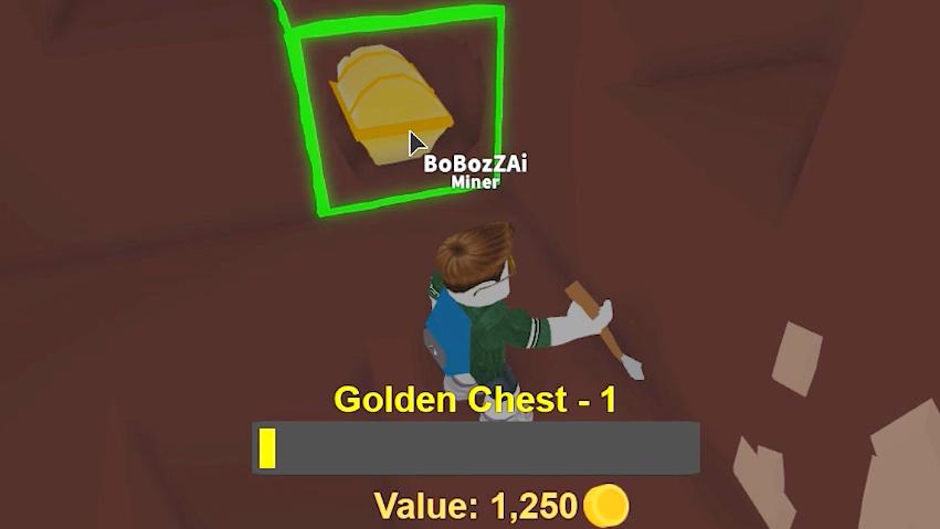波波仔解说 roblox 采矿模拟器：哇！金色宝箱！一铲1250金币！