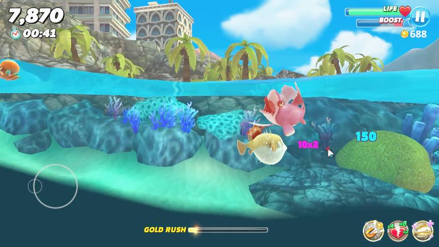 饥饿鲨进化世界：河豚生气后，感觉和我差不多大了！