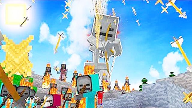 魔哒我的世界100只突变小白对战泰坦小白 哥斯拉也一起上都打不过