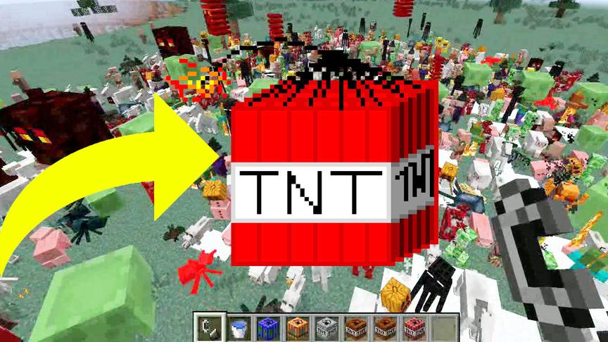 我的世界：怪物大军中点燃一个超级TNT，那感觉很酸爽！