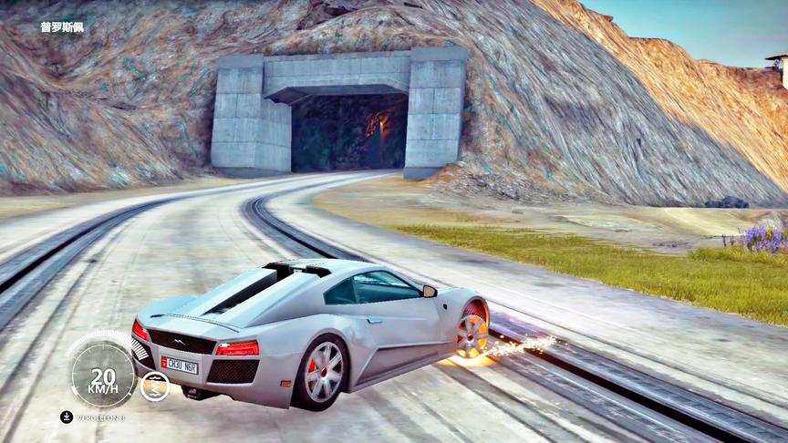 超级跑车轮胎打爆竟然还能开，看轮胎钢圈都磨红了！